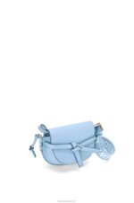 Loewe Women Mini Gate Dual bag in soft calfskin and jacquard 206XF194 Dusty Blue - Image 3