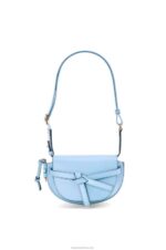 Loewe Women Mini Gate Dual bag in soft calfskin and jacquard 206XF194 Dusty Blue - Image 6