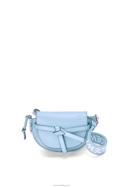 loewe_women_mini_gate_dual_bag_in_soft_calfskin_and_jacquard_206xf194_dusty_blue.jpg Loewe Women Mini Gate Dual bag in soft calfskin and jacquard 206XF194 Dusty Blue - Image 1
