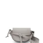 Loewe Women Mini Gate Dual bag in soft calfskin and jacquard 206XF195 Pearl Grey