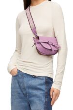 Loewe Women Mini Gate Dual bag in soft calfskin and jacquard 206XF196 Guimauve - Image 3