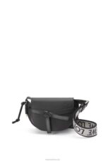 Loewe Women Mini Gate Dual bag in soft calfskin and jacquard 206XF197 Black