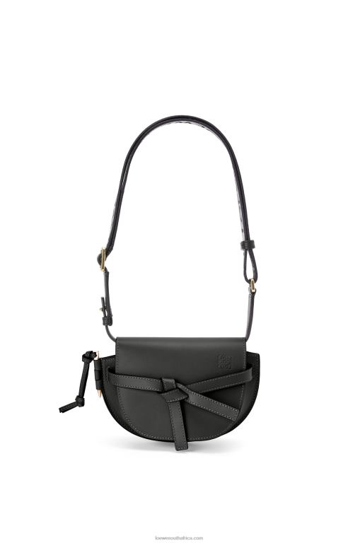 Loewe Women Mini Gate Dual bag in soft calfskin and jacquard 206XF197 Black - Image 7