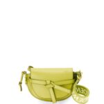 Loewe Women Mini Gate Dual bag in soft calfskin and jacquard 206XF210 Lime Yellow