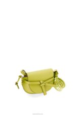 Loewe Women Mini Gate Dual bag in soft calfskin and jacquard 206XF210 Lime Yellow - Image 3