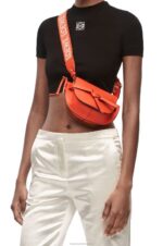 Loewe Women Mini Gate Dual bag in soft calfskin and jacquard 206XF212 Sunrise Orange - Image 3