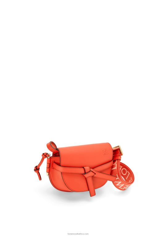 Loewe Women Mini Gate Dual bag in soft calfskin and jacquard 206XF212 Sunrise Orange - Image 4