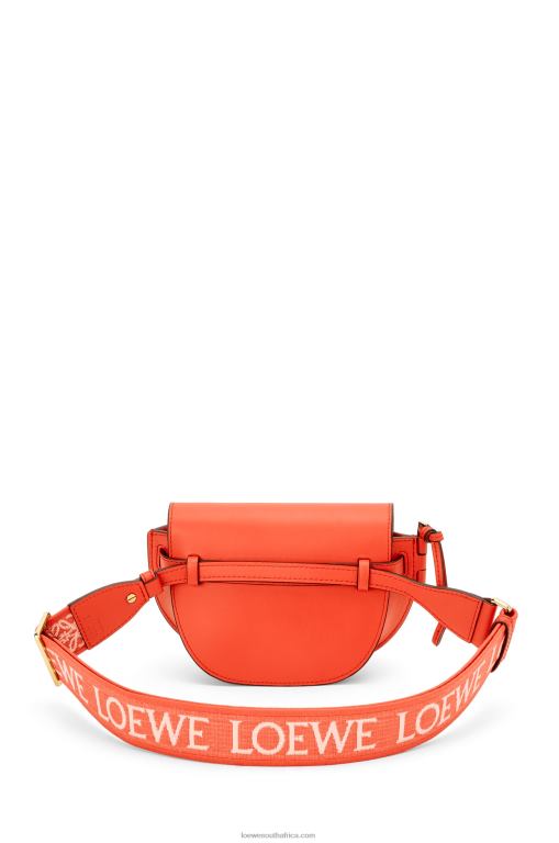 Loewe Women Mini Gate Dual bag in soft calfskin and jacquard 206XF212 Sunrise Orange - Image 5