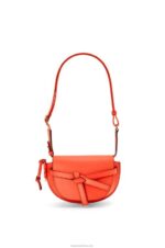 Loewe Women Mini Gate Dual bag in soft calfskin and jacquard 206XF212 Sunrise Orange - Image 7
