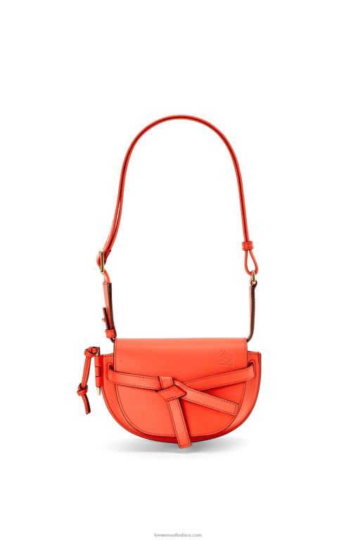 Loewe Women Mini Gate Dual bag in soft calfskin and jacquard 206XF212 Sunrise Orange - Image 7