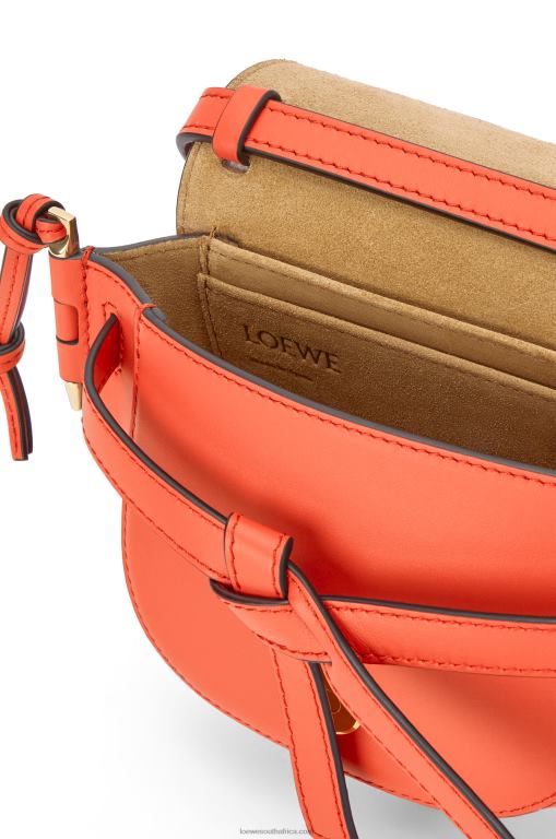 Loewe Women Mini Gate Dual bag in soft calfskin and jacquard 206XF212 Sunrise Orange - Image 8
