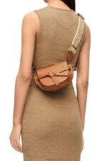 Loewe Women Mini Gate Dual bag in soft calfskin and jacquard 206XF215 Tan - Image 3