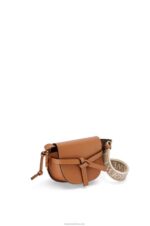 Loewe Women Mini Gate Dual bag in soft calfskin and jacquard 206XF215 Tan - Image 4