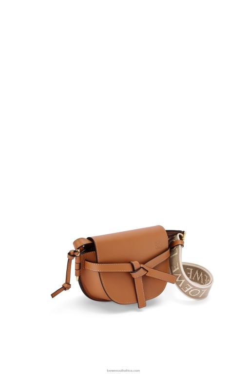 Loewe Women Mini Gate Dual bag in soft calfskin and jacquard 206XF215 Tan - Image 4
