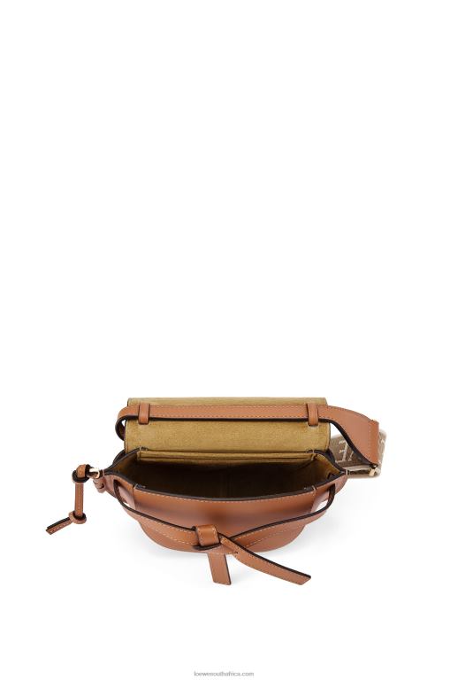 Loewe Women Mini Gate Dual bag in soft calfskin and jacquard 206XF215 Tan - Image 8