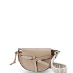 Loewe Women Mini Gate Dual bag in soft calfskin and jacquard 206XF218 Sand