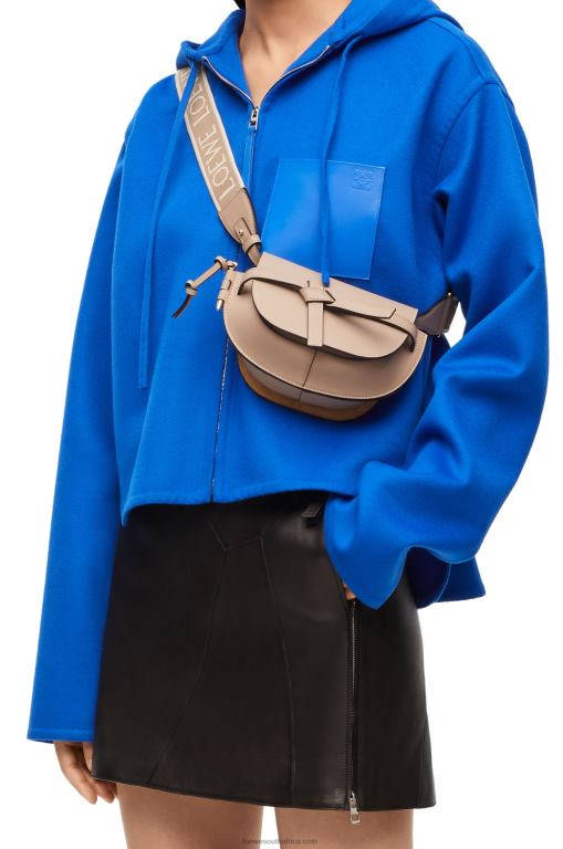 Loewe Women Mini Gate Dual bag in soft calfskin and jacquard 206XF218 Sand - Image 3