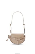Loewe Women Mini Gate Dual bag in soft calfskin and jacquard 206XF218 Sand - Image 7