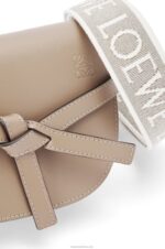 Loewe Women Mini Gate Dual bag in soft calfskin and jacquard 206XF218 Sand - Image 9