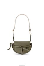 Loewe Women Mini Gate Dual bag in soft calfskin and jacquard 206XF239 Autumn Green - Image 5