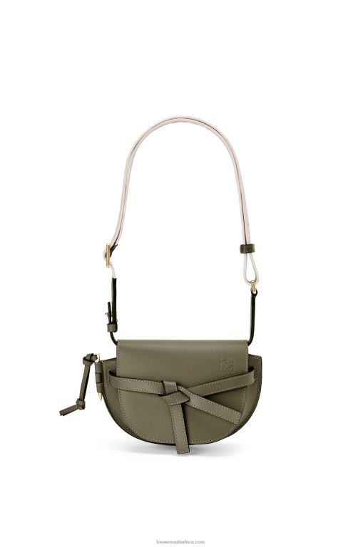 Loewe Women Mini Gate Dual bag in soft calfskin and jacquard 206XF239 Autumn Green - Image 5