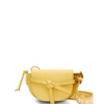 Loewe Women Mini Gate Dual bag in soft calfskin and jacquard 206XF262 Dark Yellow