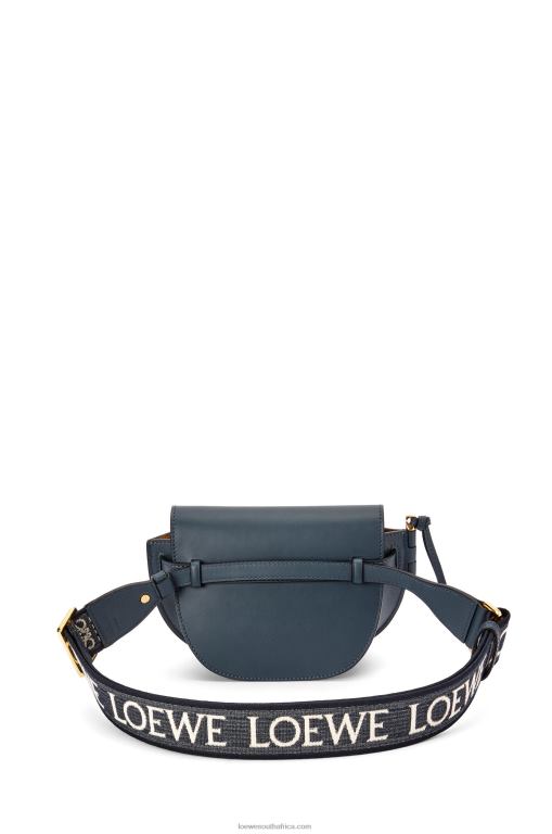Loewe Women Mini Gate Dual bag in soft calfskin and jacquard 206XF268 Onyx Blue - Image 3