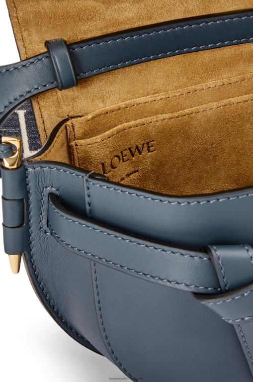 Loewe Women Mini Gate Dual bag in soft calfskin and jacquard 206XF268 Onyx Blue - Image 6
