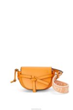 Loewe Women Mini Gate Dual bag in soft calfskin and jacquard 206XF275 Mandarin