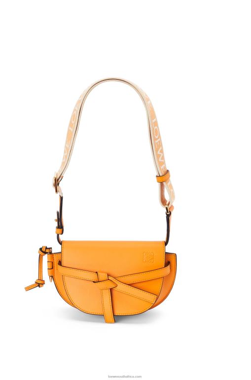 Loewe Women Mini Gate Dual bag in soft calfskin and jacquard 206XF275 Mandarin - Image 4