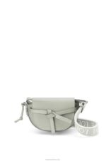 Loewe Women Mini Gate Dual bag in soft calfskin and jacquard 206XF276 Ash Grey