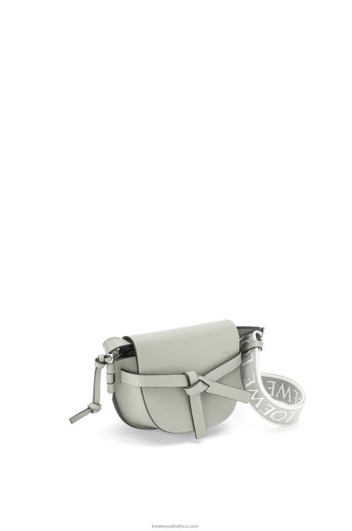 Loewe Women Mini Gate Dual bag in soft calfskin and jacquard 206XF276 Ash Grey - Image 3
