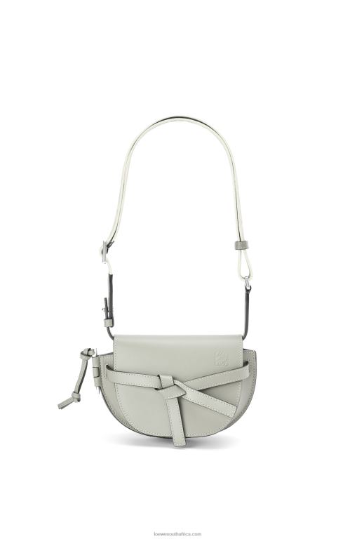 Loewe Women Mini Gate Dual bag in soft calfskin and jacquard 206XF276 Ash Grey - Image 6