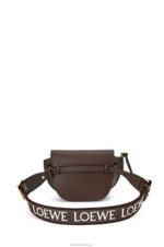 Loewe Women Mini Gate Dual bag in soft calfskin and jacquard 206XF319 Chocolate - Image 5