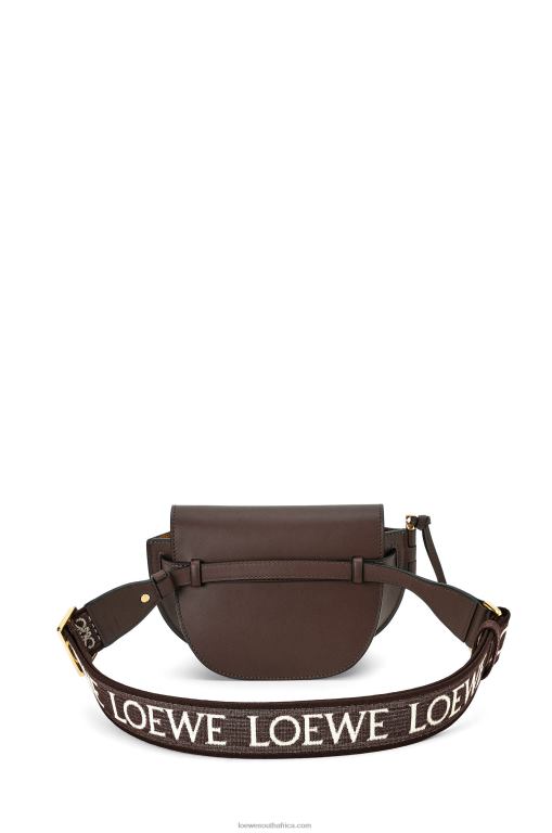 Loewe Women Mini Gate Dual bag in soft calfskin and jacquard 206XF319 Chocolate - Image 5