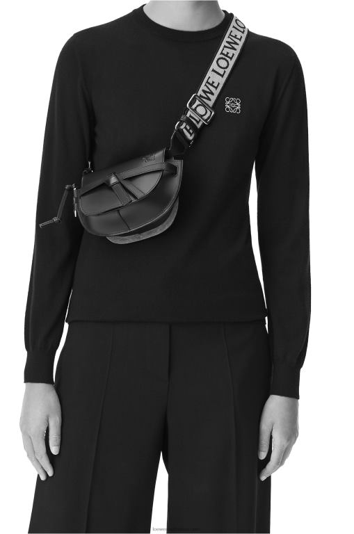 Loewe Women Mini Gate Dual bag in soft calfskin and jacquard 206XF319 Chocolate - Image 10