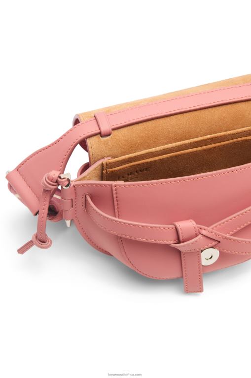 Loewe Women Mini Gate Dual bag in soft calfskin and jacquard 206XF554 Peach Bloom - Image 6