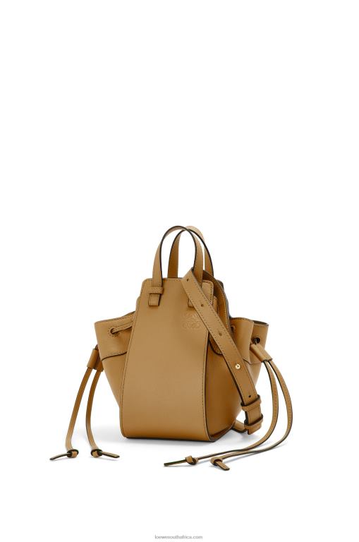 Loewe Women Mini Hammock drawstring in classic calfskin 206XF243 Ochre Green - Image 2