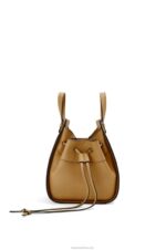 Loewe Women Mini Hammock drawstring in classic calfskin 206XF243 Ochre Green - Image 3