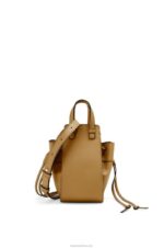 Loewe Women Mini Hammock drawstring in classic calfskin 206XF243 Ochre Green - Image 4