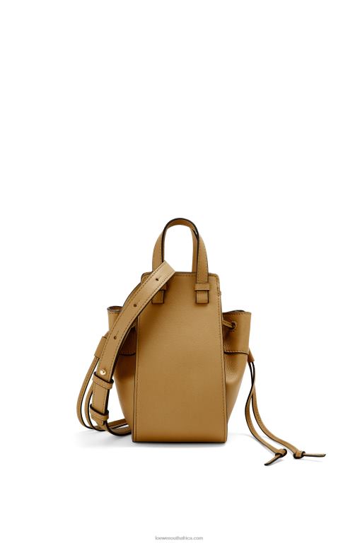 Loewe Women Mini Hammock drawstring in classic calfskin 206XF243 Ochre Green - Image 4