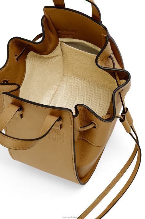 Loewe Women Mini Hammock drawstring in classic calfskin 206XF243 Ochre Green - Image 6