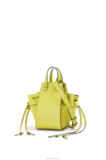 Loewe Women Mini Hammock drawstring in classic calfskin 206XF297 Lime Yellow - Image 2