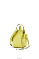 Loewe Women Mini Hammock drawstring in classic calfskin 206XF297 Lime Yellow
