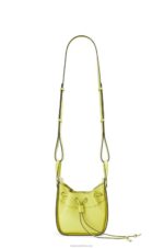 Loewe Women Mini Hammock drawstring in classic calfskin 206XF297 Lime Yellow - Image 5
