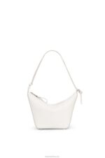 Loewe Women Mini Hammock Hobo bag in classic calfskin 206XF324 Soft White