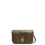 Loewe Women Mini Puffer Goya bag in shiny nappa lambskin 206XF246 Dark Khaki Green