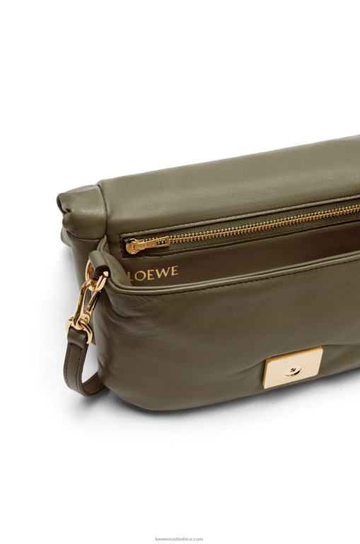 Loewe Women Mini Puffer Goya bag in shiny nappa lambskin 206XF246 Dark Khaki Green - Image 6