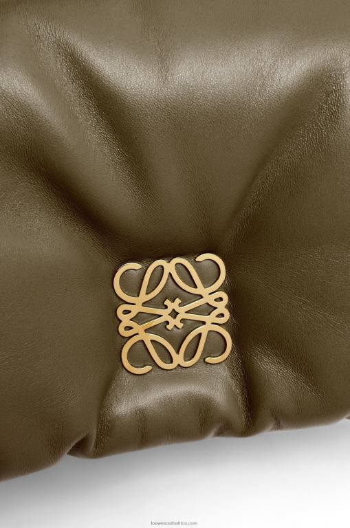 Loewe Women Mini Puffer Goya bag in shiny nappa lambskin 206XF246 Dark Khaki Green - Image 7