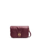 Loewe Women Mini Puffer Goya bag in shiny nappa lambskin 206XF251 Burgundy